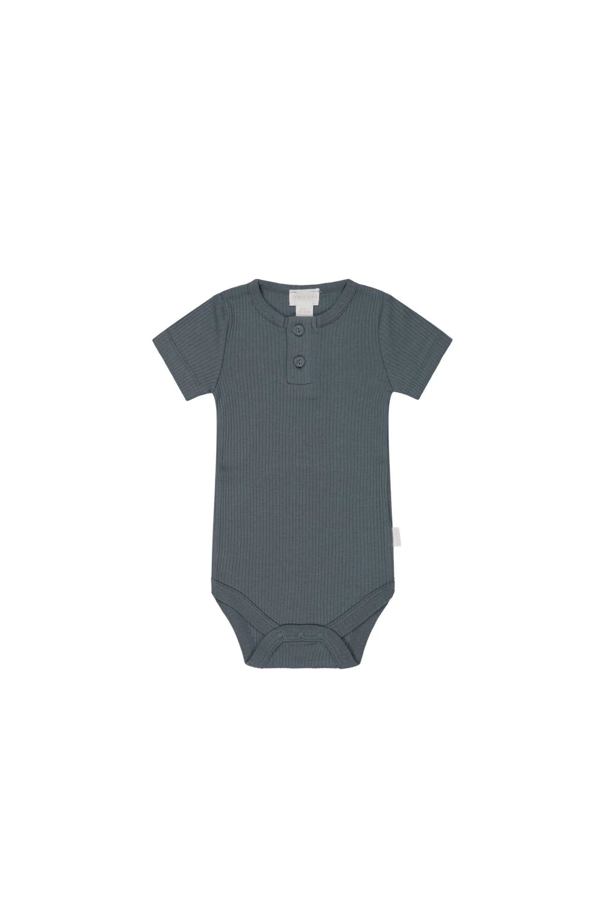 Organic Cotton Modal Darcy Rib Tee Bodysuit || Smoke