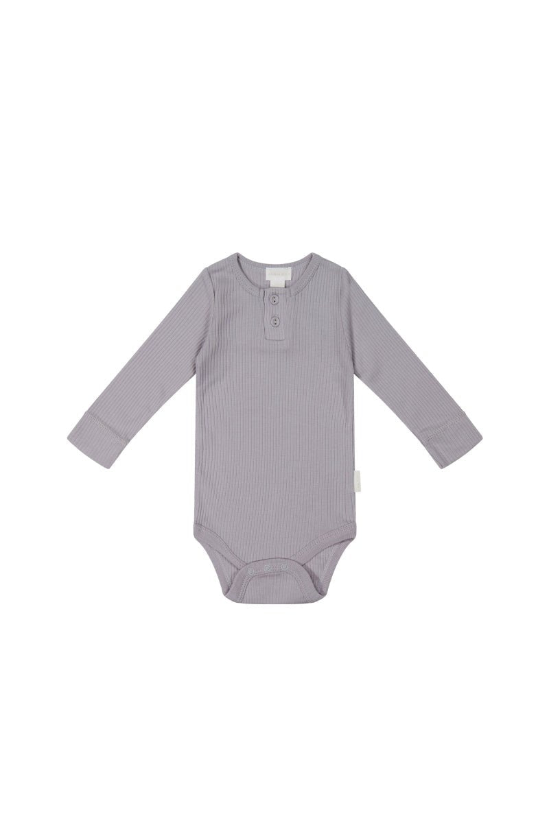 Organic Cotton Modal Long Sleeve Bodysuit - Moon