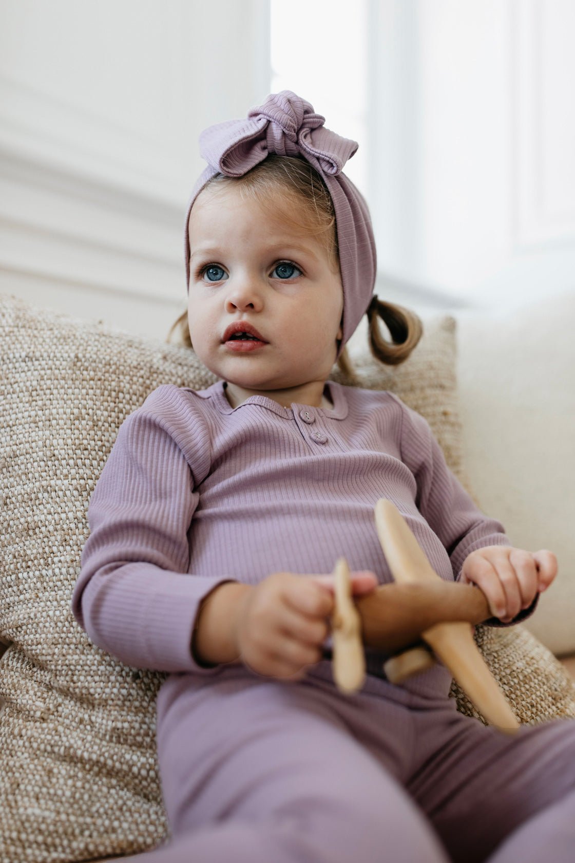 Organic Cotton Modal Long Sleeve Bodysuit - Periwinkle