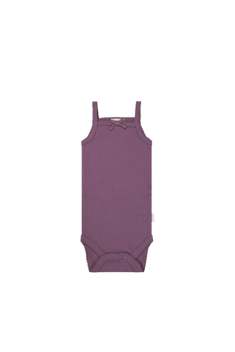 Organic Cotton Modal Singlet Bodysuit - Elderberry