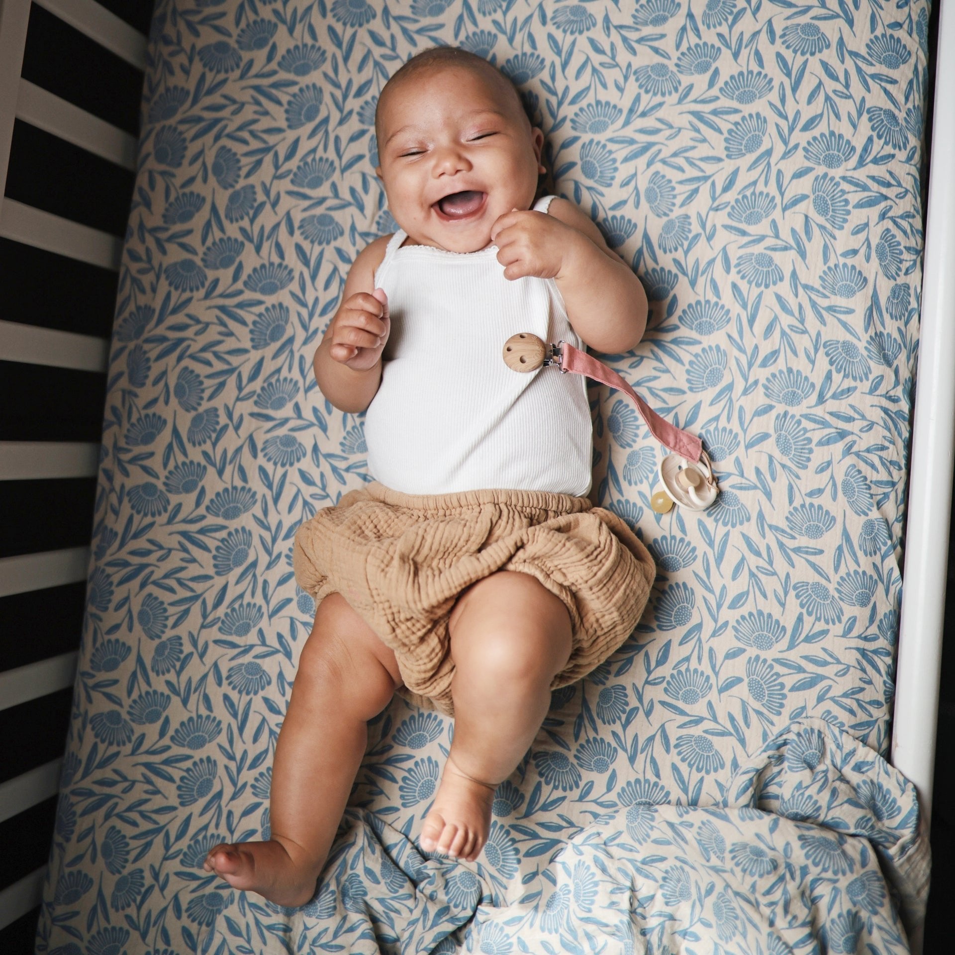 Organic Cotton Muslin Swaddle Blanket | Blue Flowers