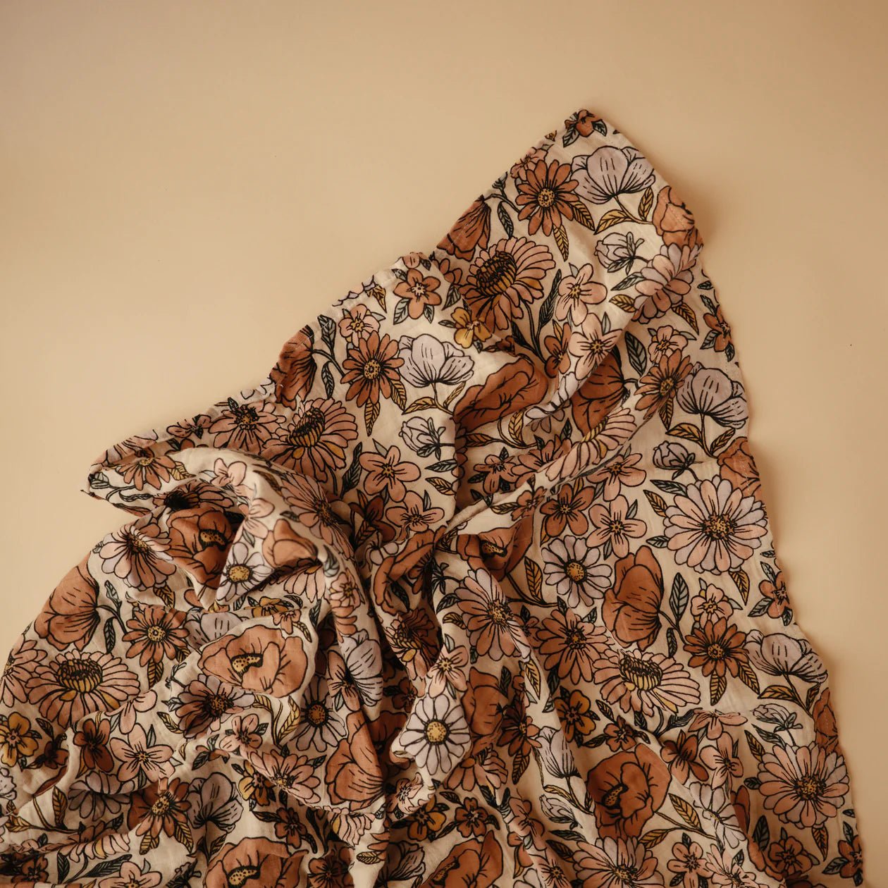 Organic Cotton Muslin Swaddle Blanket | Retro Flowers