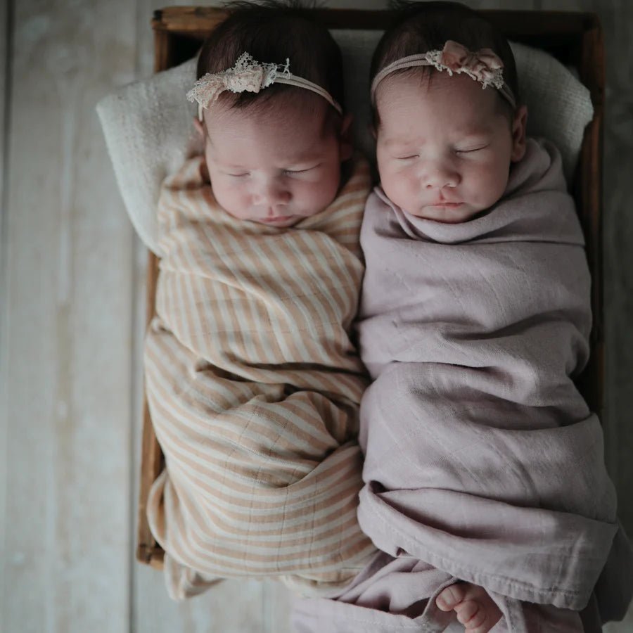 Organic Cotton Muslin Swaddle Blanket | Soft Mauve