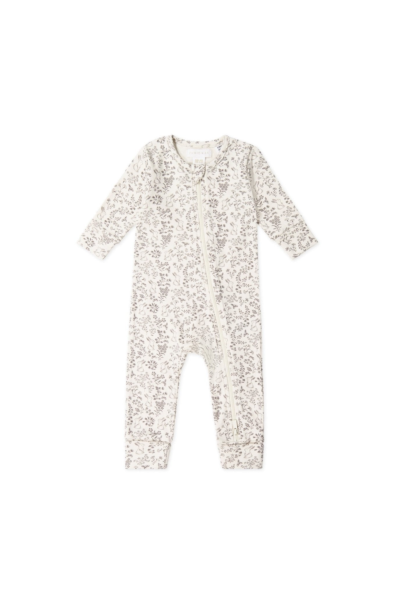 Organic Cotton Reese Zip Onepiece || Garden Bunnies Tofu