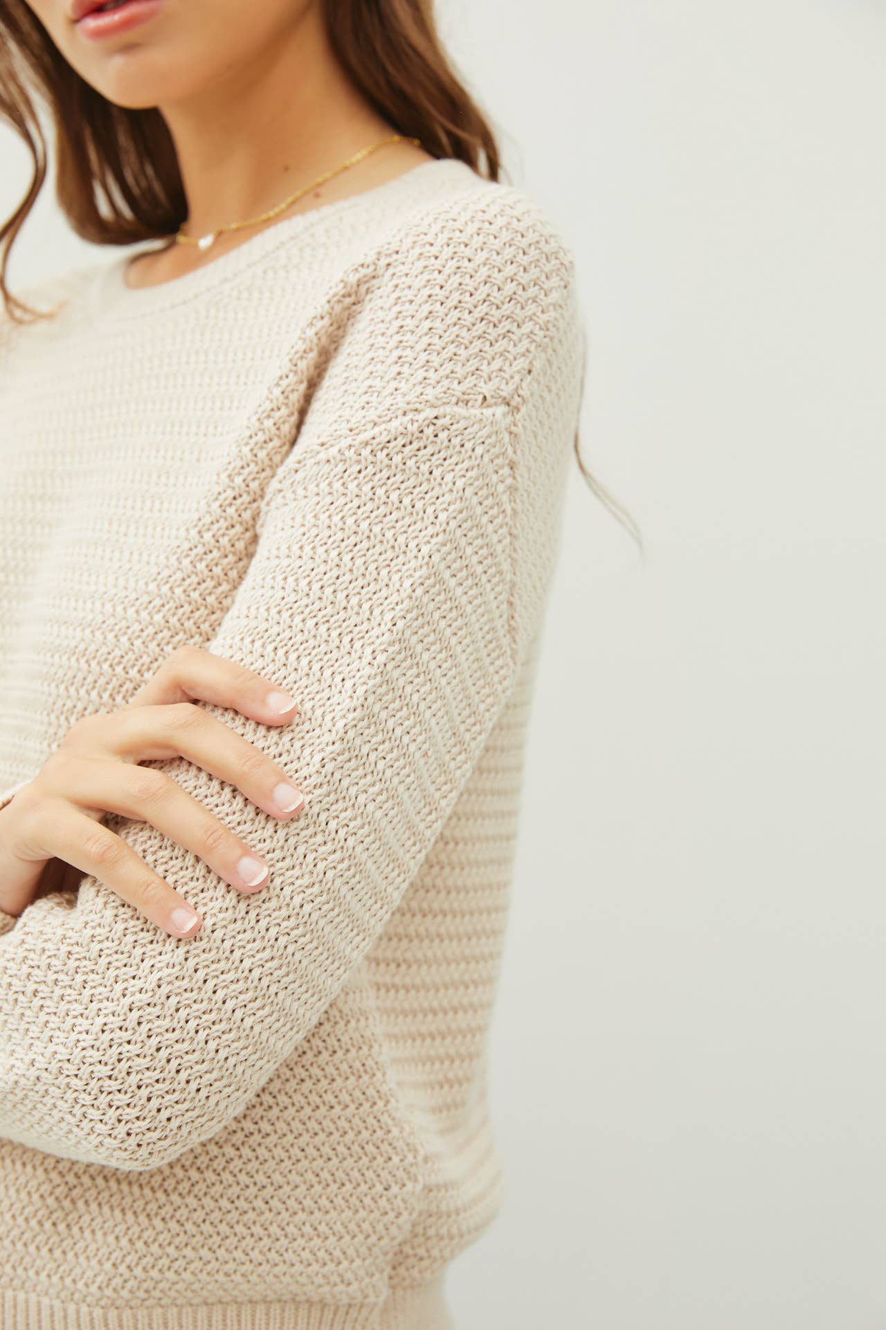 Oversize Waffle Knit Sweater | Natural