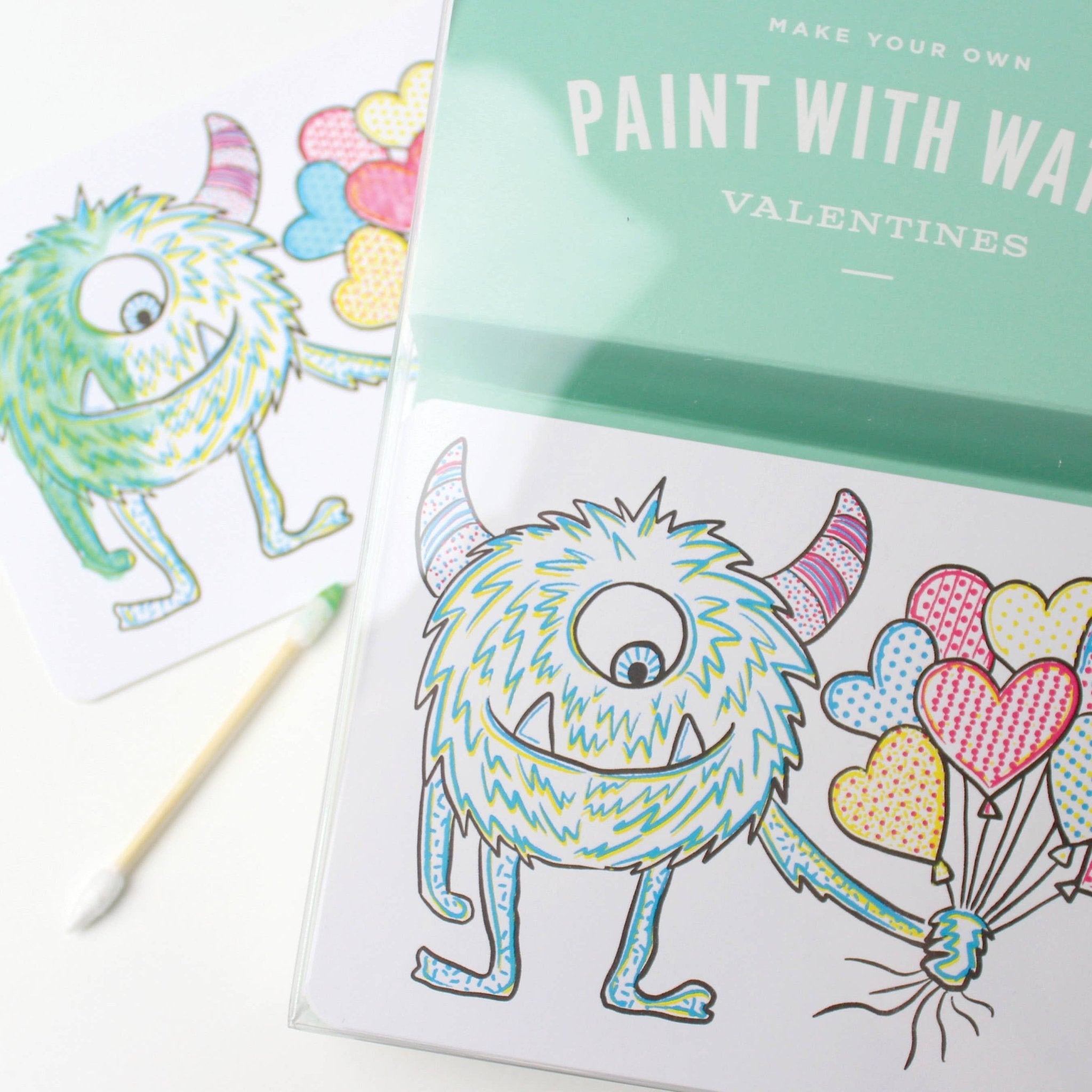 Paint with Water Valentine Cards | Monster