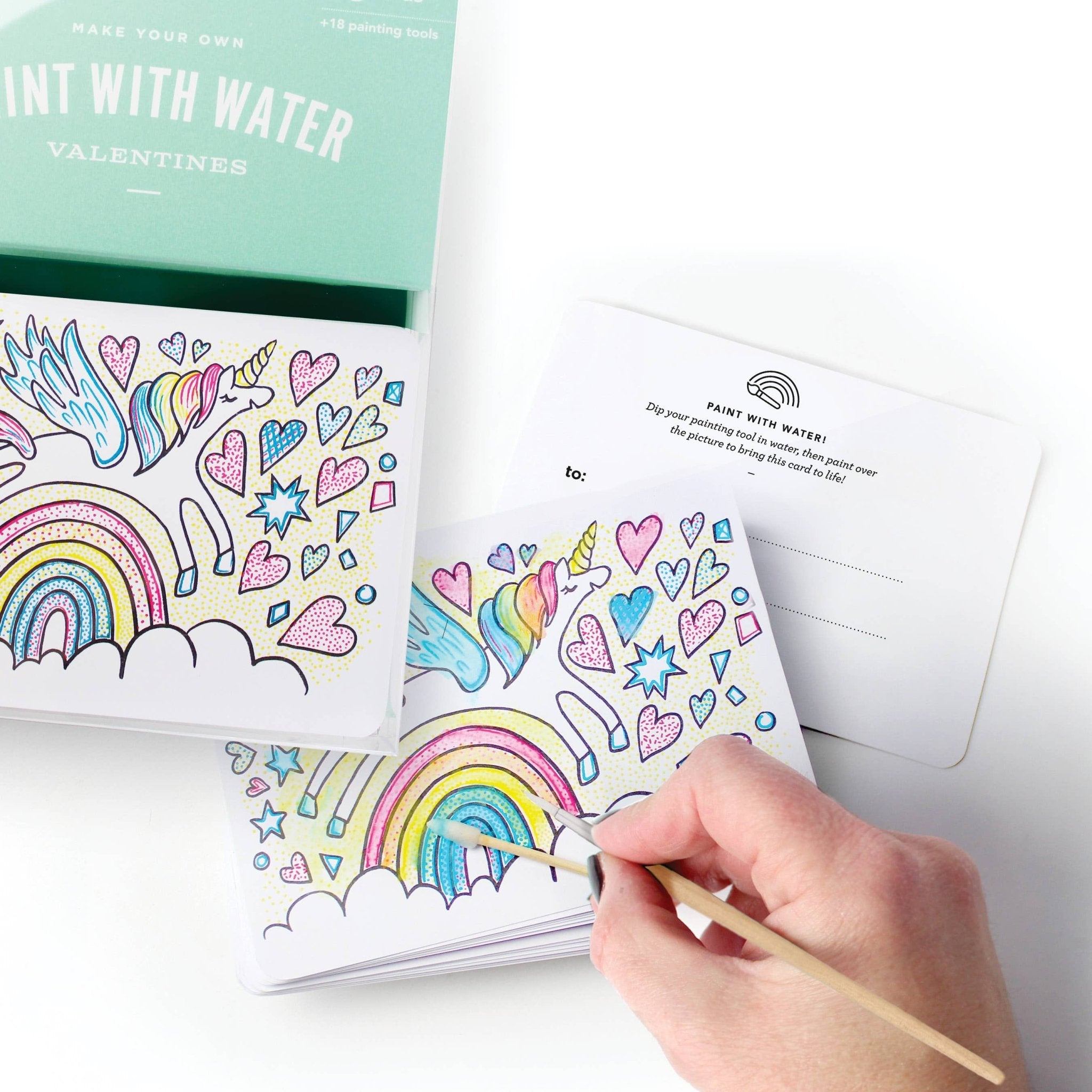Paint with Water Valentine Cards | Unicorn