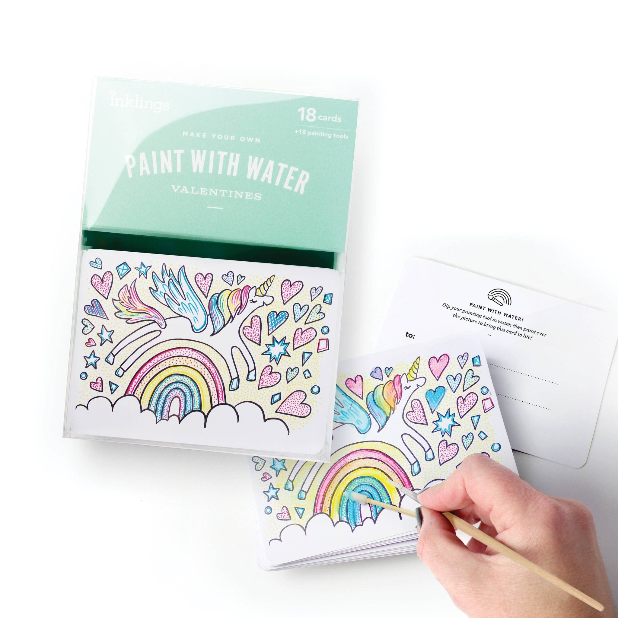 Paint with Water Valentine Cards | Unicorn