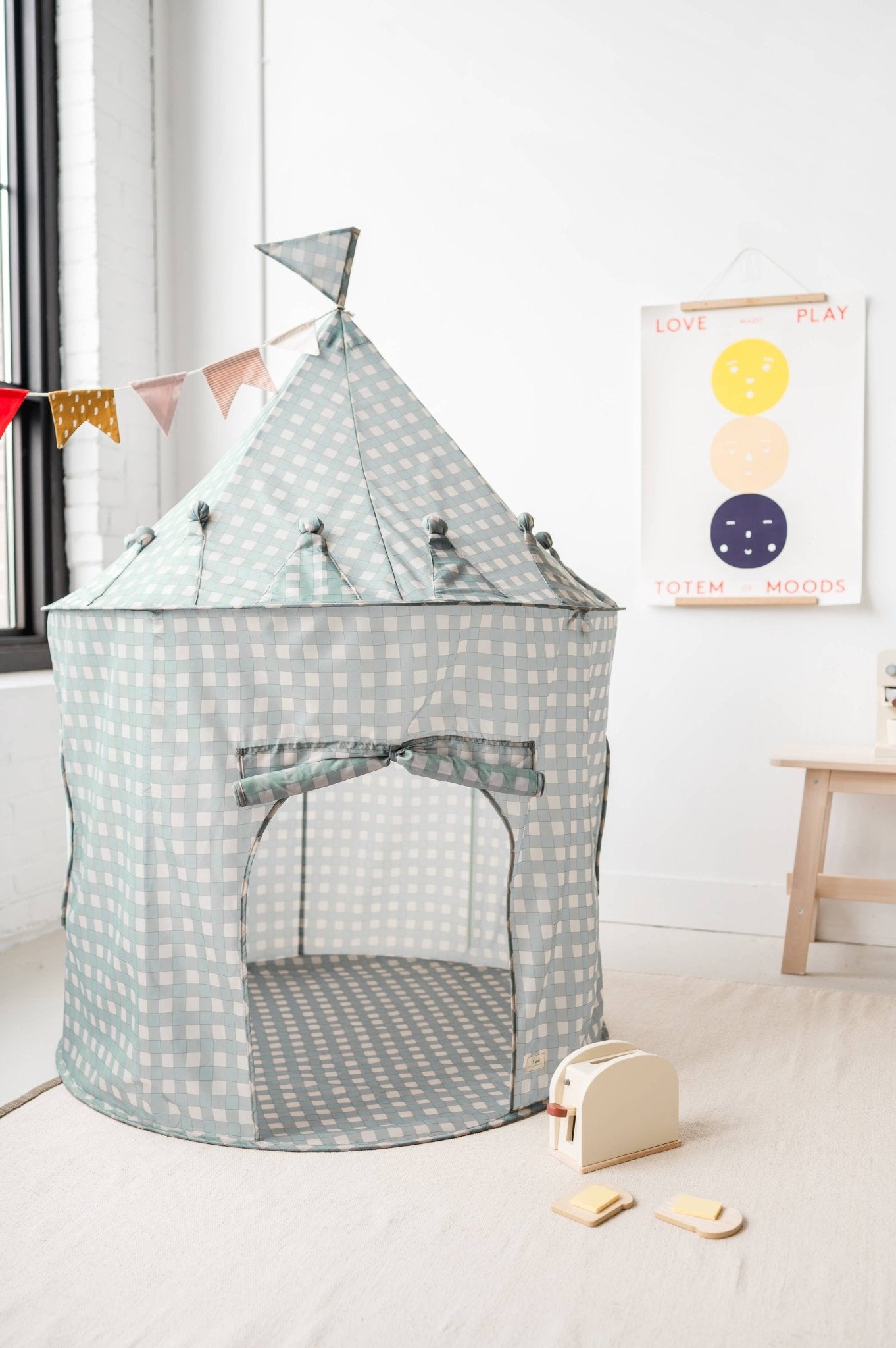 Play Tent Castle - Print | Gingham Blue