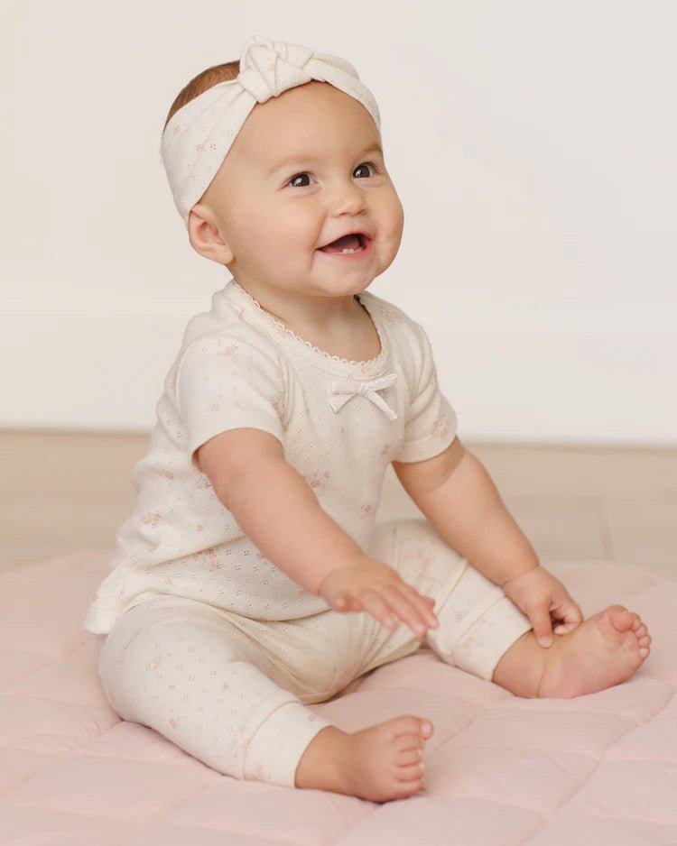 Pointelle Knotted Headband || Pink Ditsy