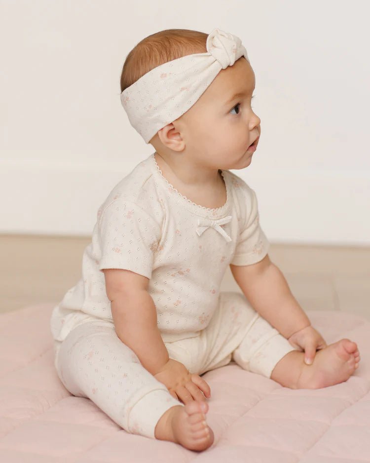 Pointelle Knotted Headband || Pink Ditsy