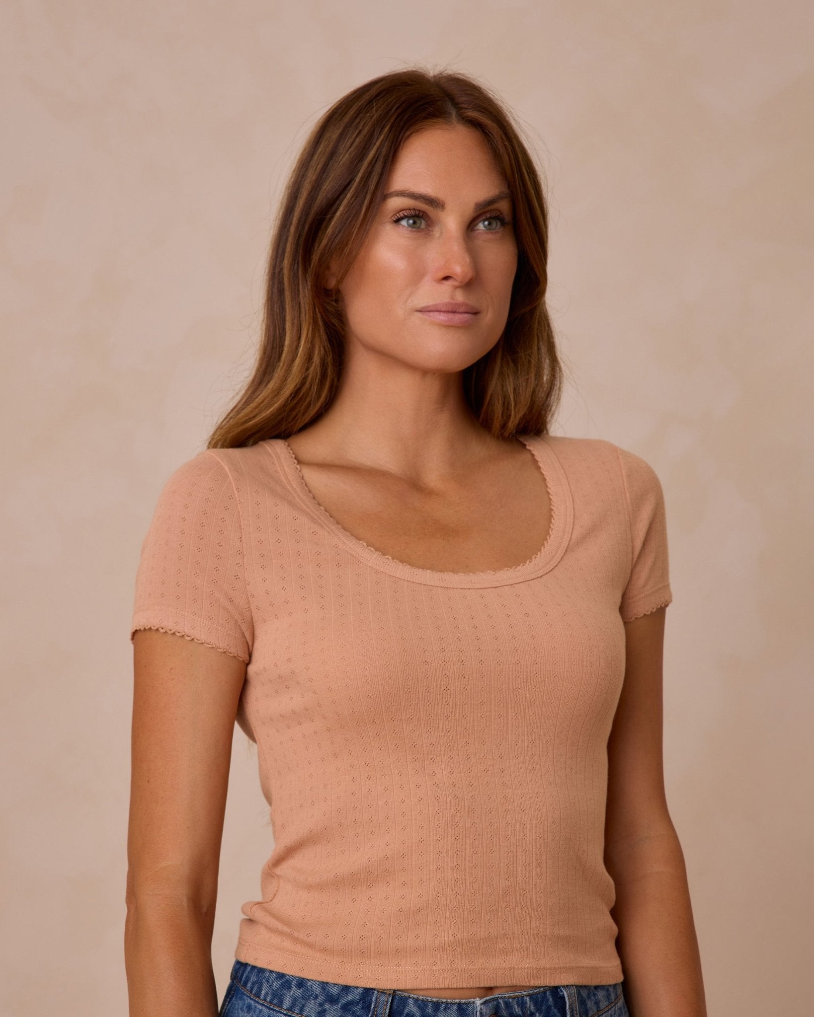 Pointelle Tee || Grapefruit