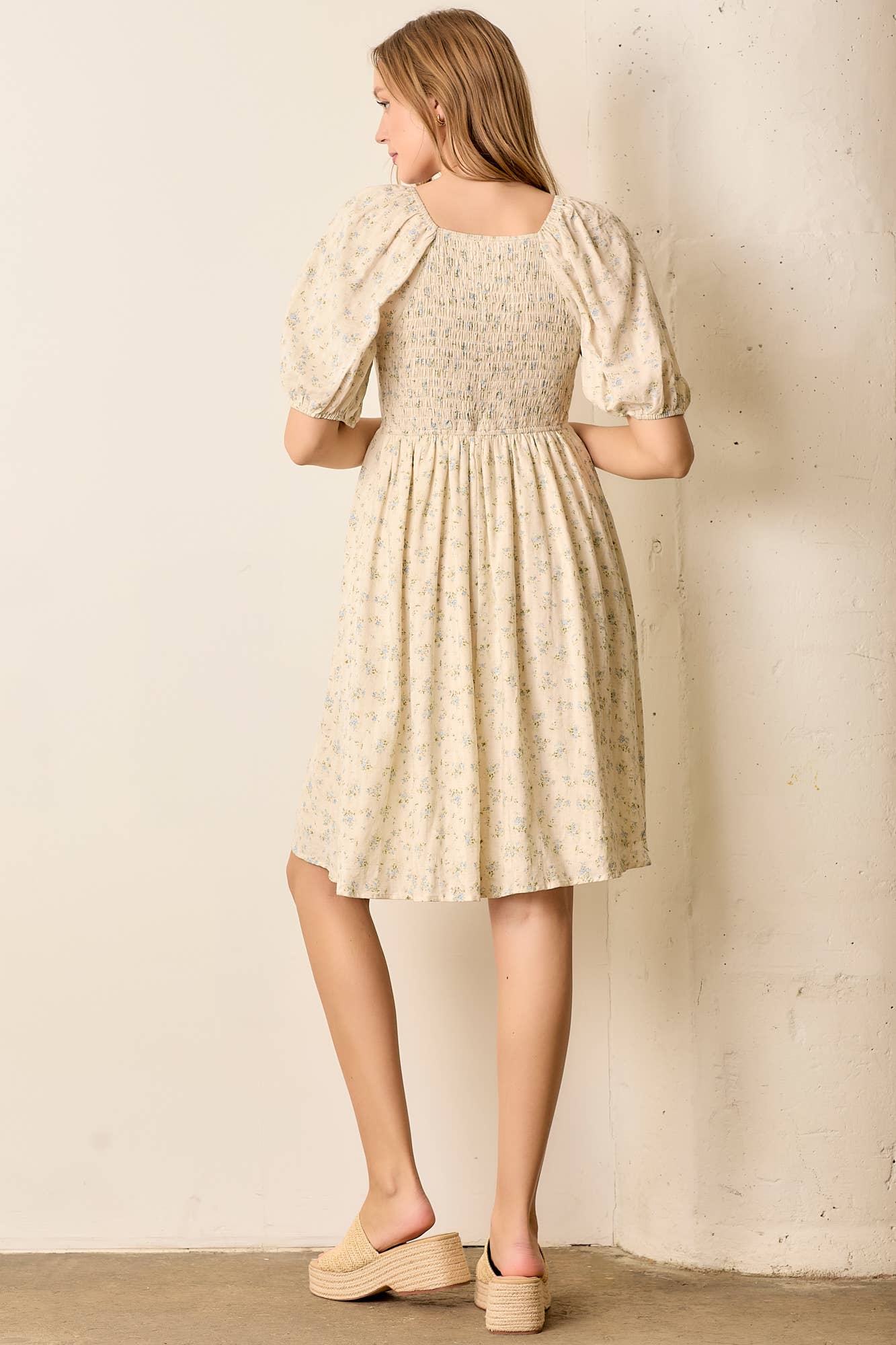 Printed Floral Square Neck Dress