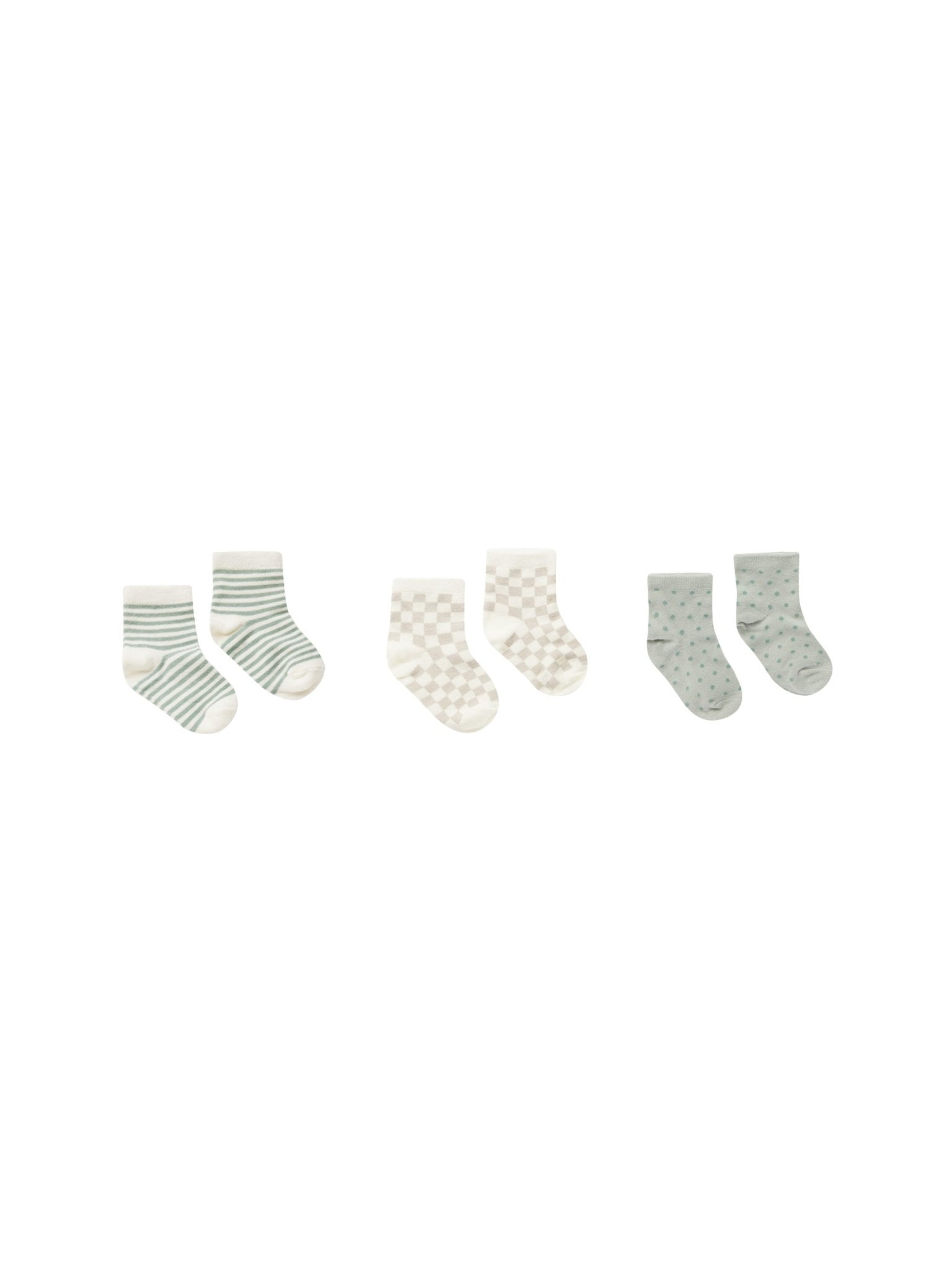Printed Socks || summer stripe, dove check, polka dot