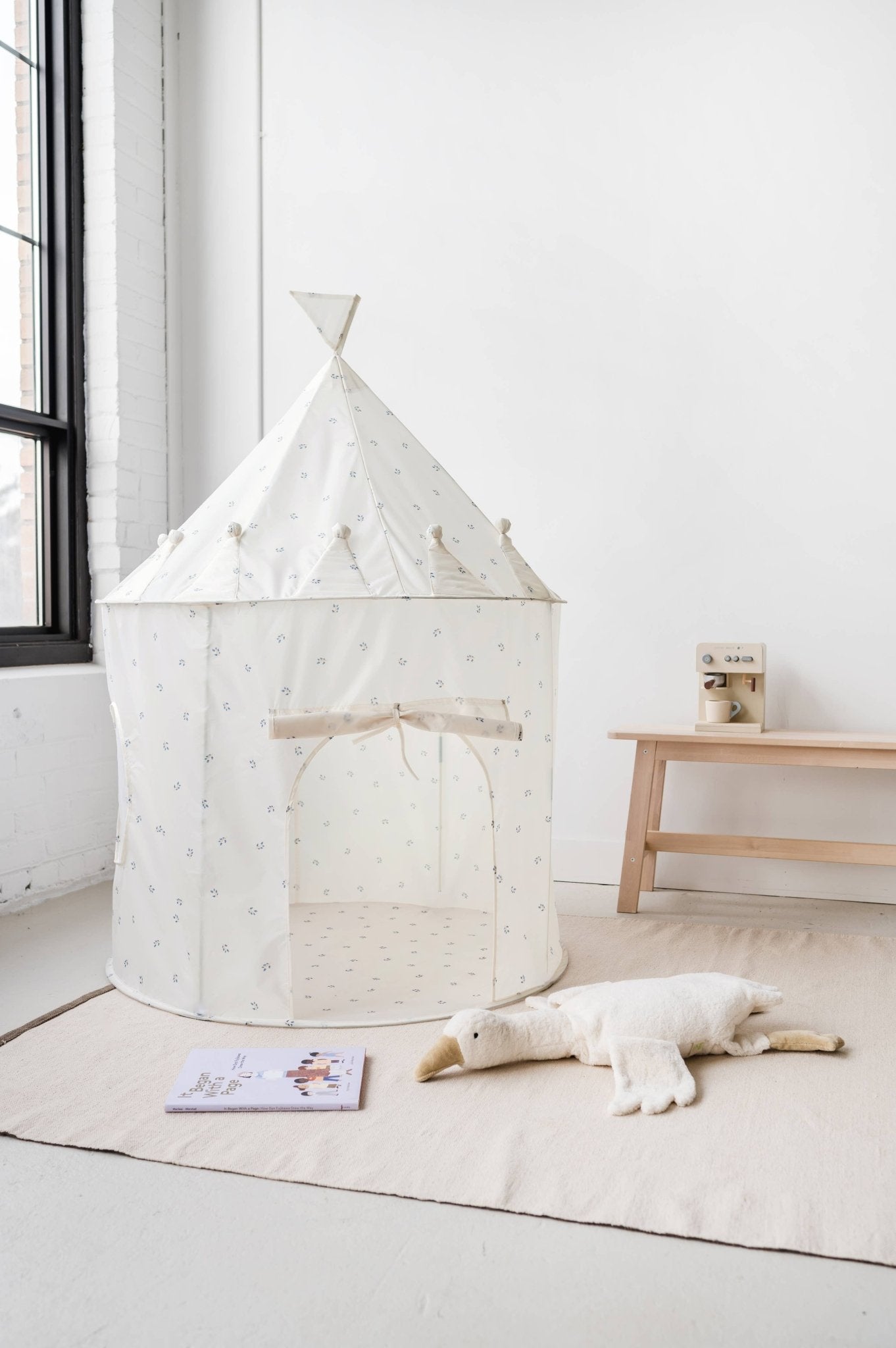 Recycled Fabric Play Tent Castle - Prints | Blueberry Ivory