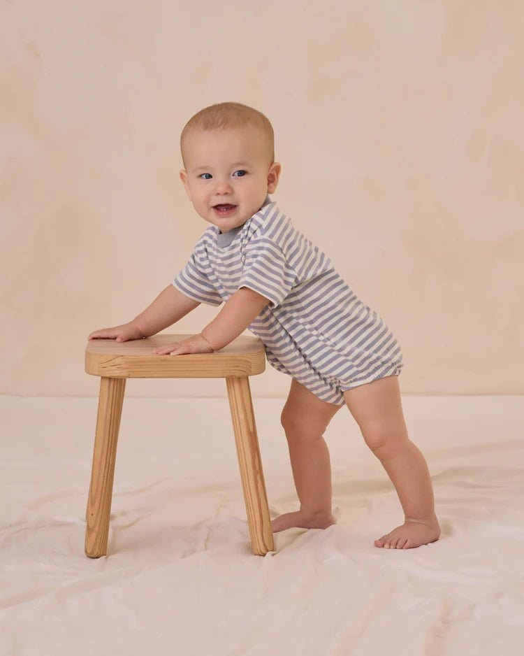 Relaxed Bubble Romper || Blue Stripe - LAST ONE 2/3Y