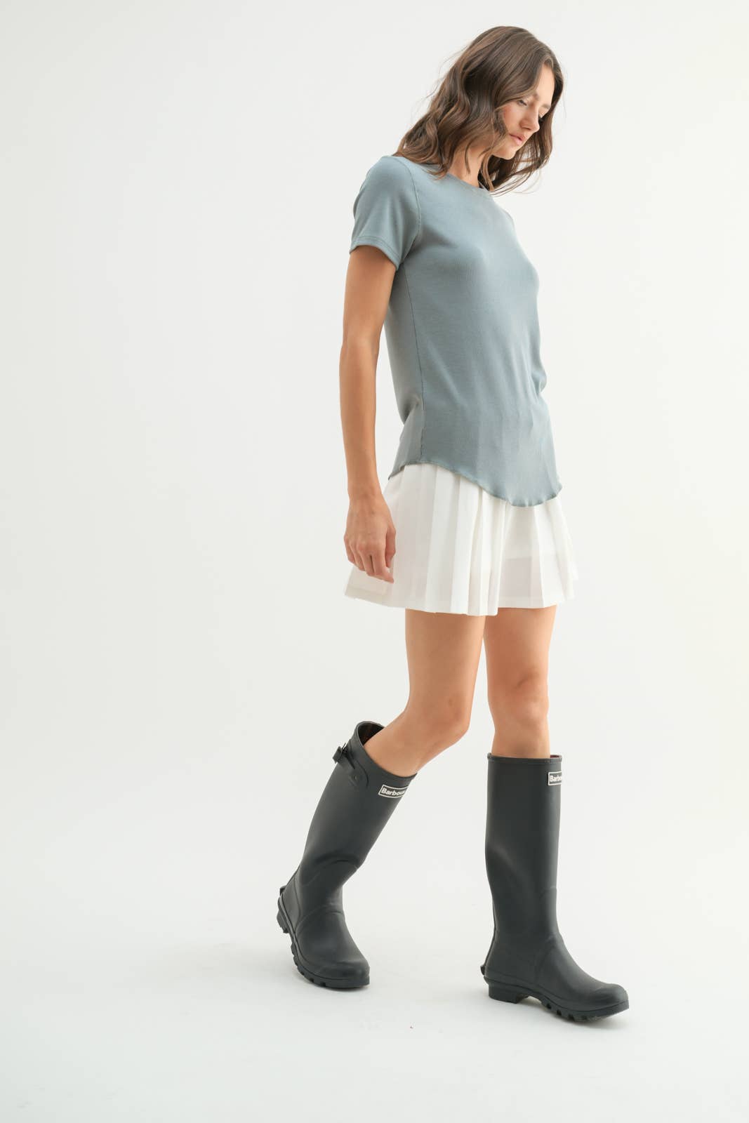 Ribbed Knit Basic Tee || Pebble