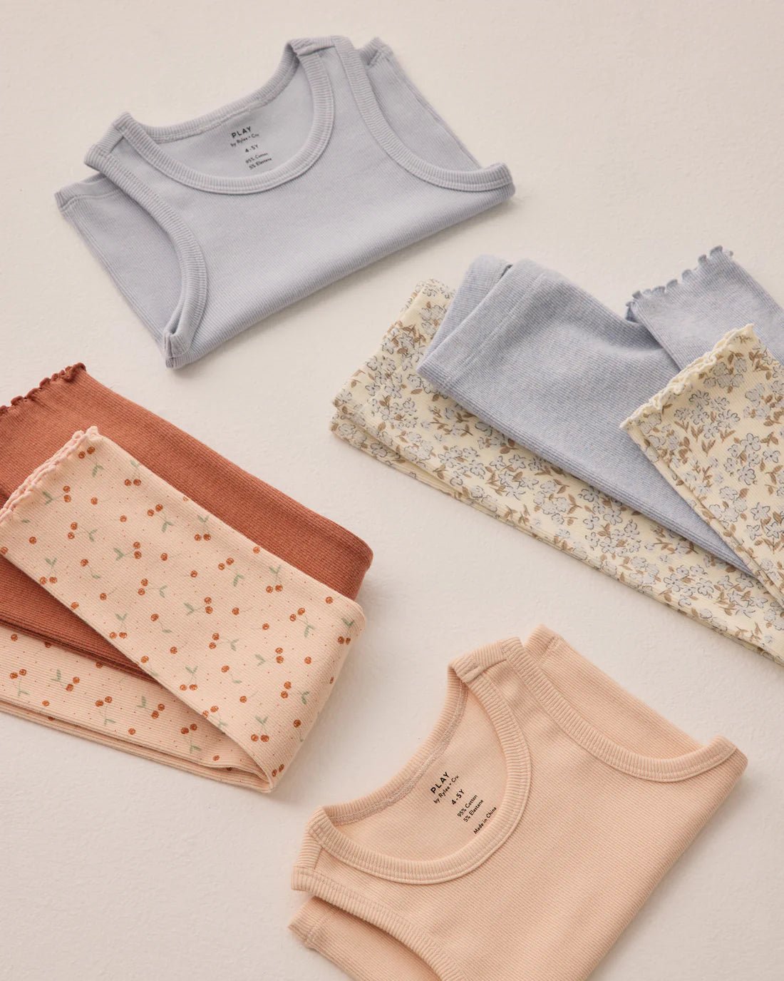 Ribbed Legging Set || Light Blue, Blue Ditsy Ribbed Cotton