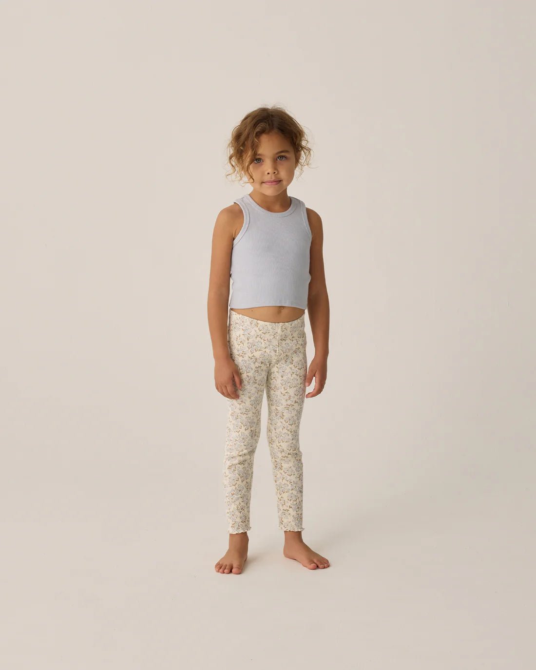 Ribbed Legging Set || Light Blue, Blue Ditsy Ribbed Cotton