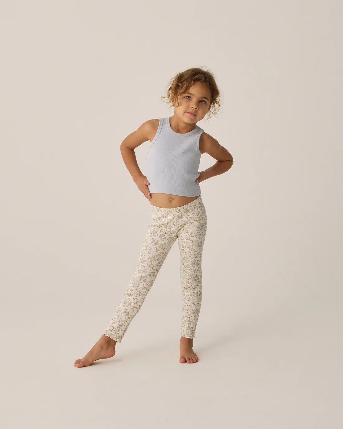 Ribbed Legging Set || Light Blue, Blue Ditsy Ribbed Cotton