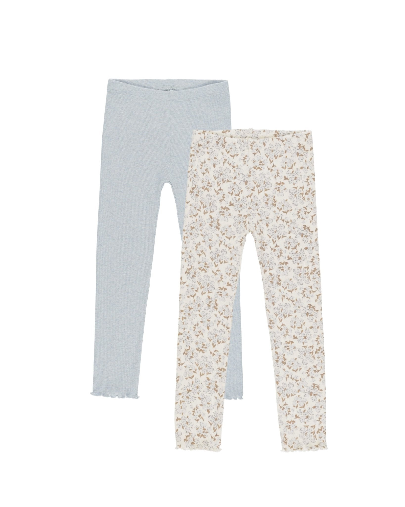 Ribbed Legging Set || Light Blue, Blue Ditsy Ribbed Cotton
