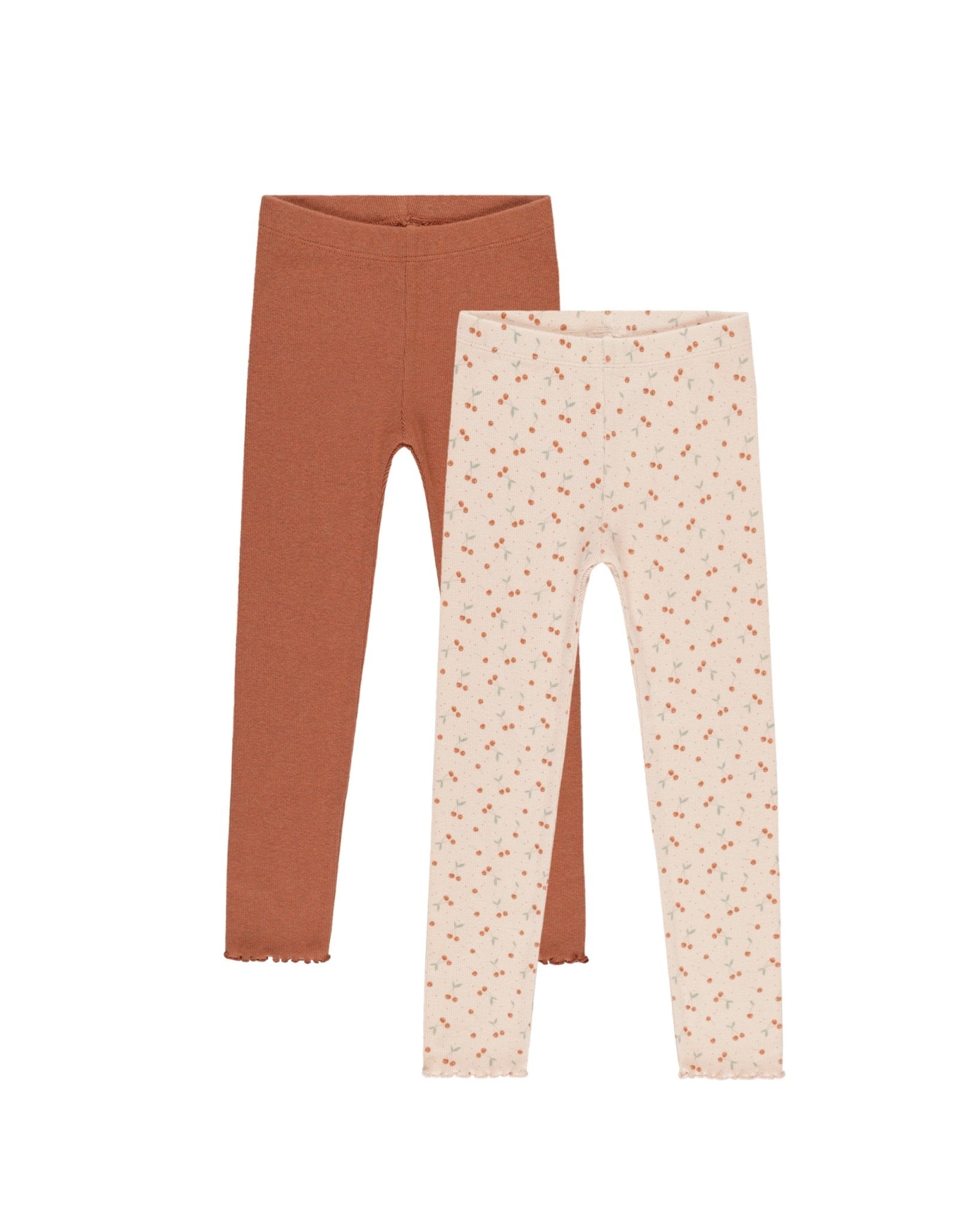 Ribbed Legging Set || Poppy, Cherries Ribbed Cotton