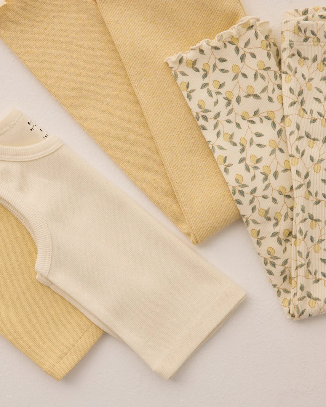 Ribbed Legging Set || Yellow, Lemons Ribbed Cotton