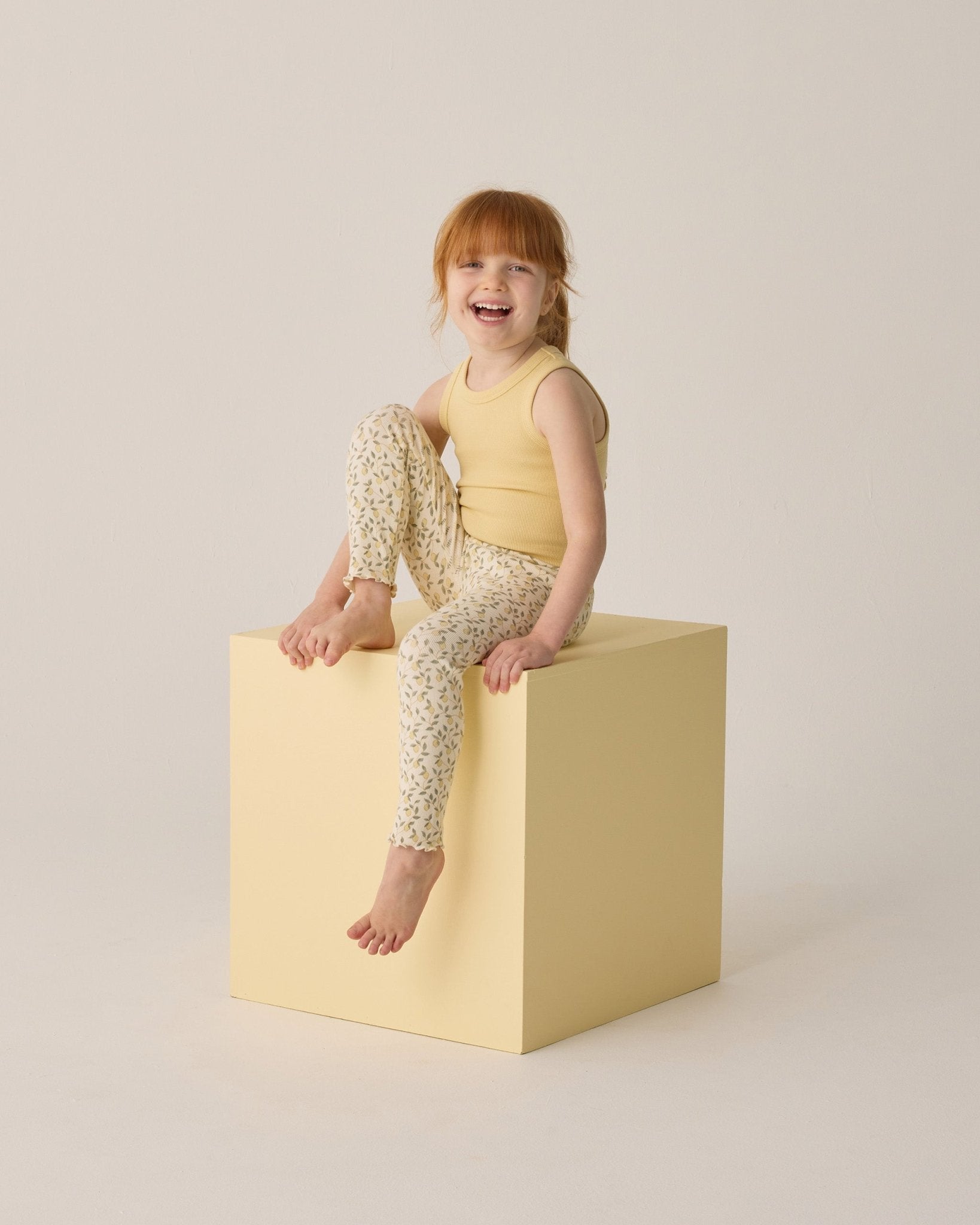 Ribbed Legging Set || Yellow, Lemons Ribbed Cotton