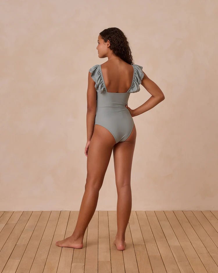 Ruffle Square Neck One - piece || Eucalyptus