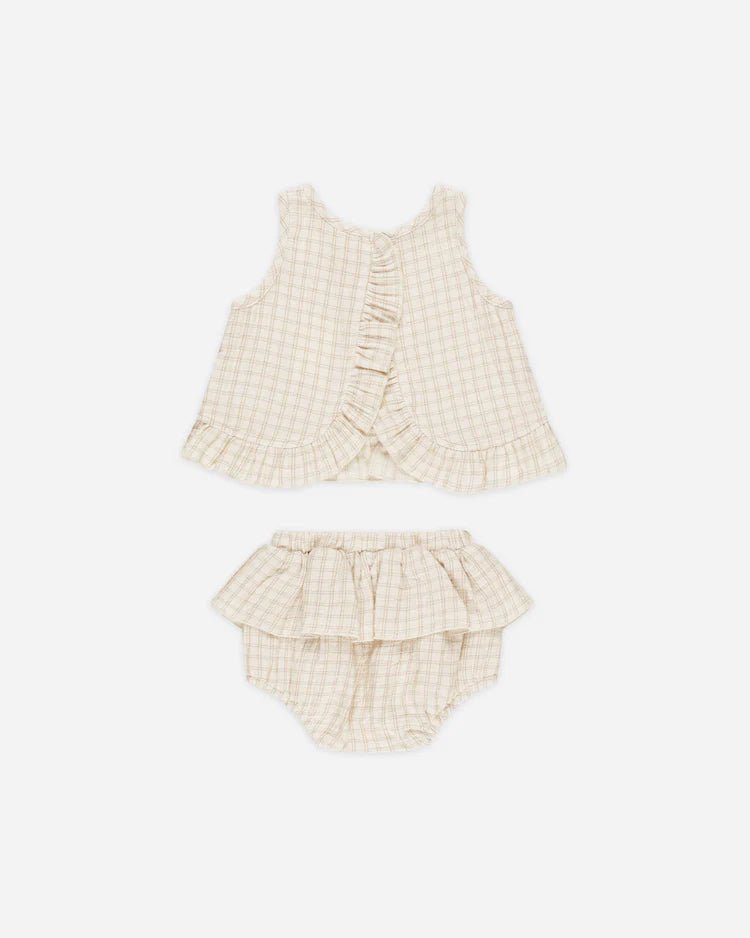 Ruffled Tulip Top + Bloomer Set || Oat Check