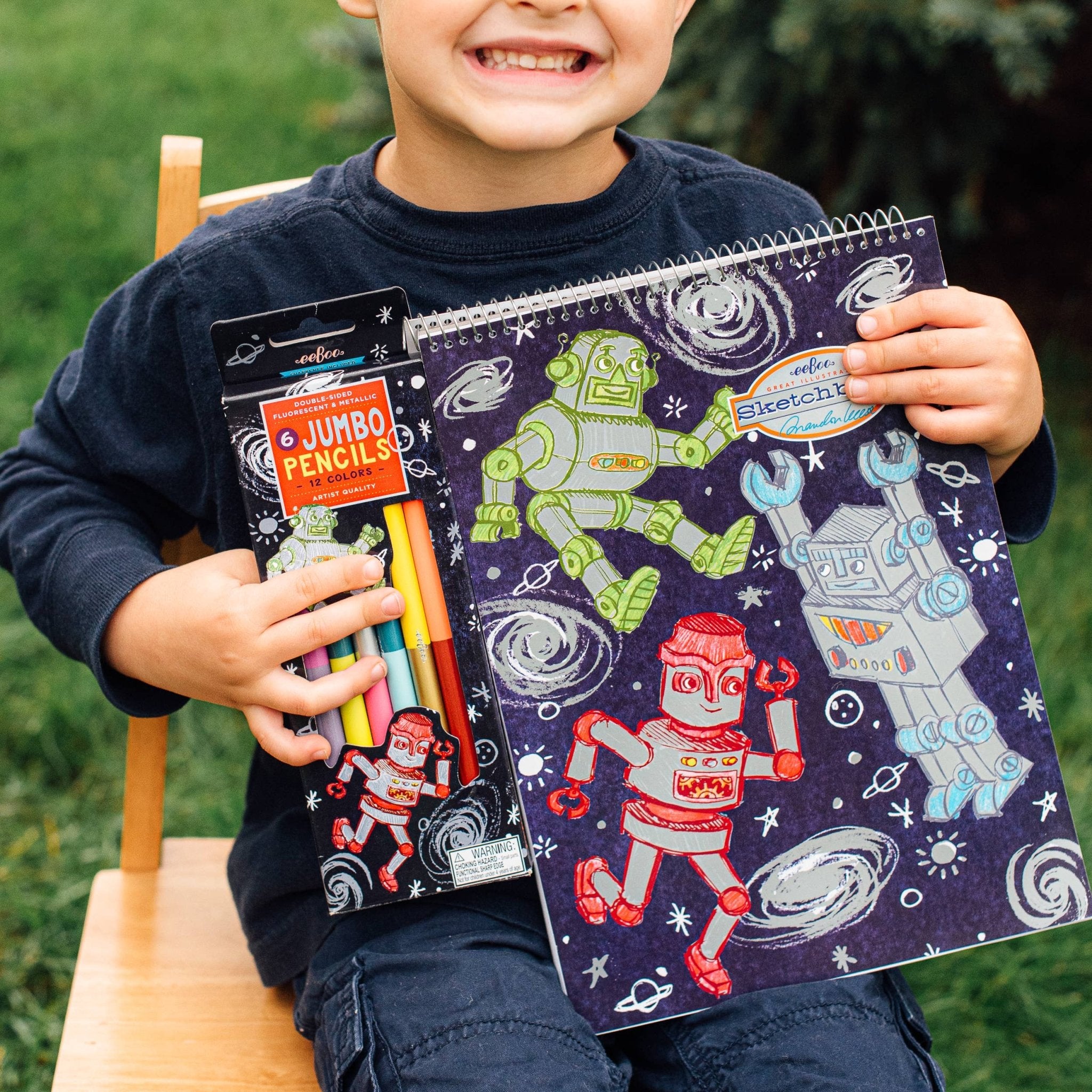 Silver Robot 6 Jumbo Special Pencils - Khanh
