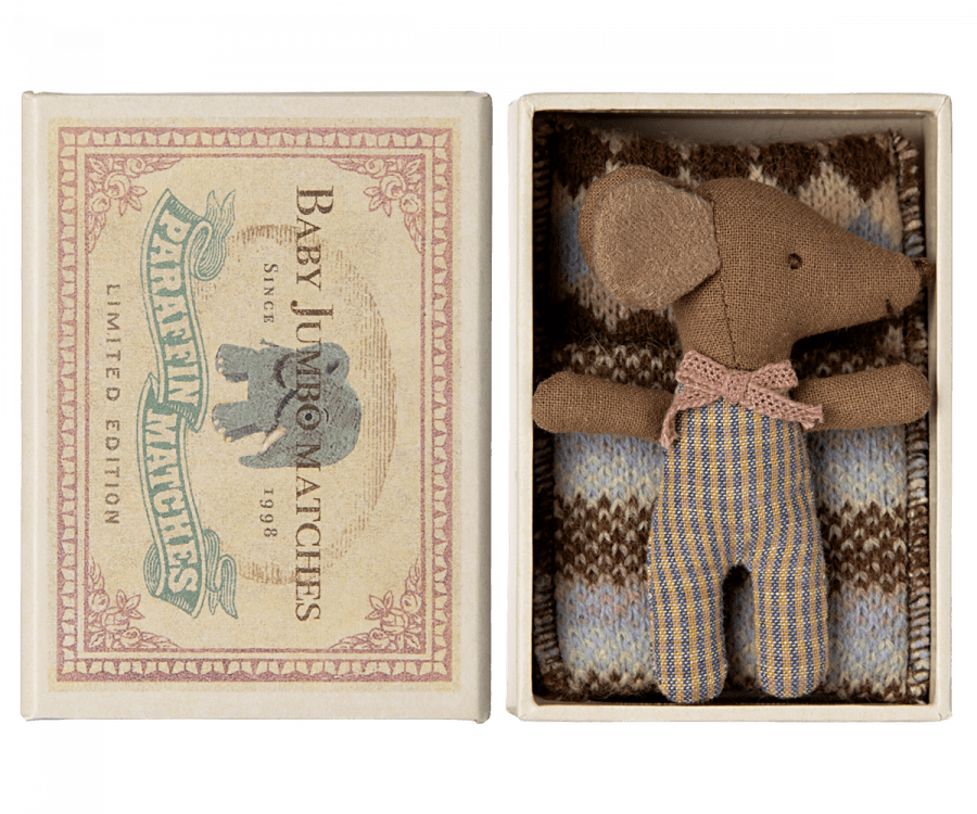 Sleepy wakey baby mouse in matchbox - Rose