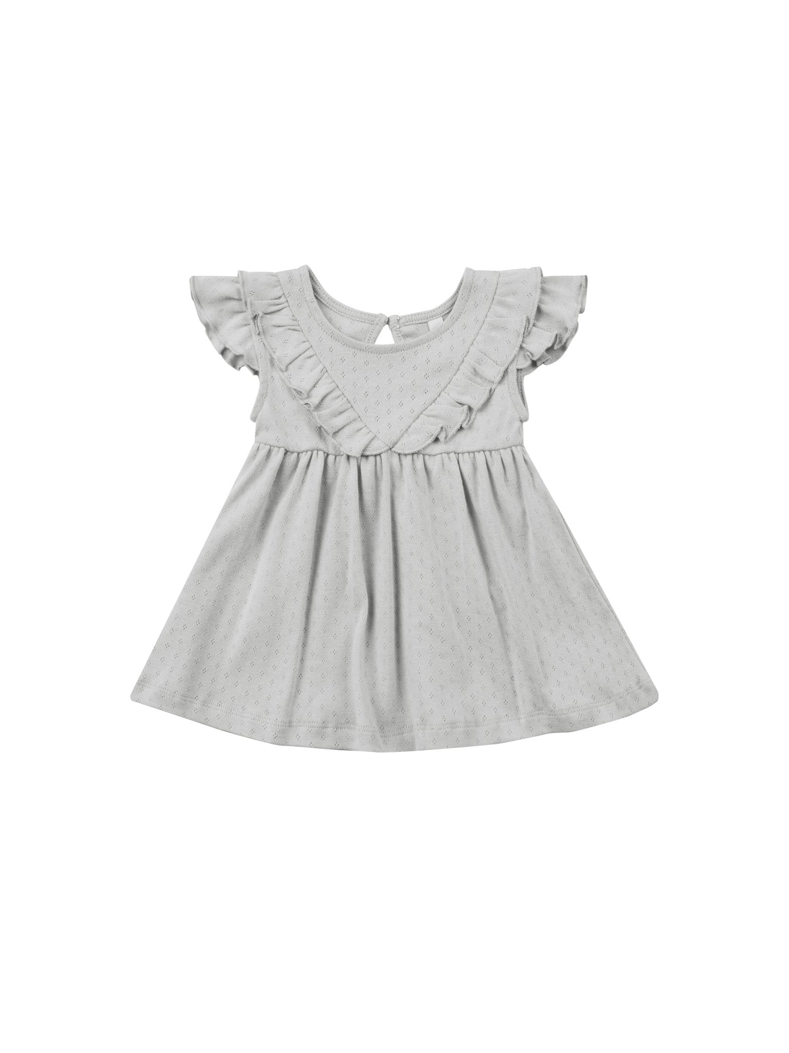 Sleeveless Ruffle V Dress || Cloud - LAST 0/3M & 3/6M