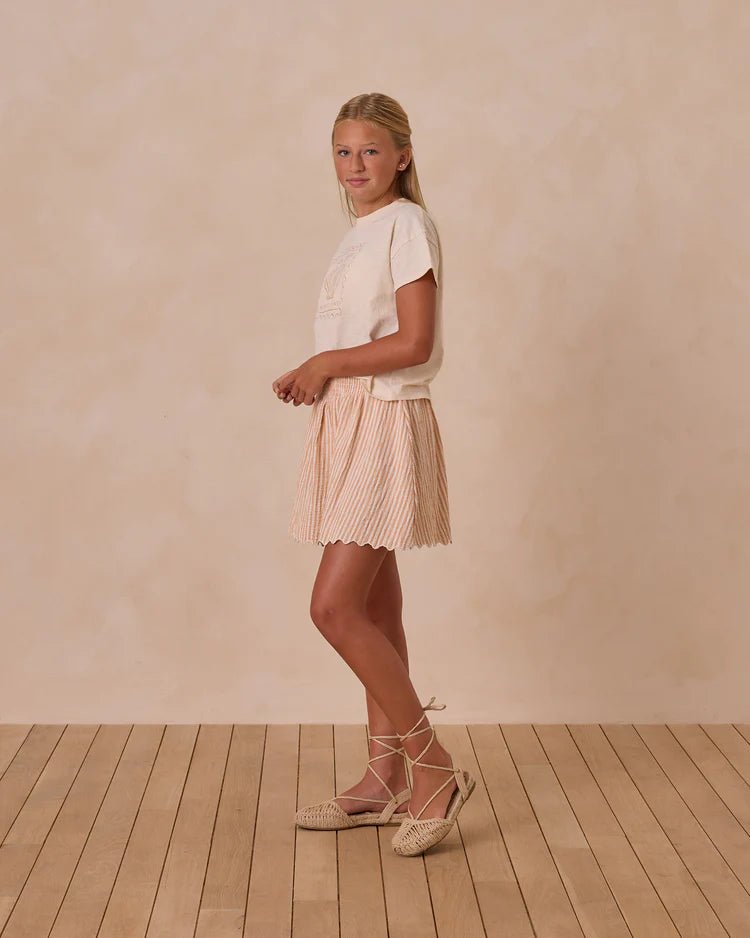 Smocked V Mini Skirt || Grapefruit Stripe (Teens)