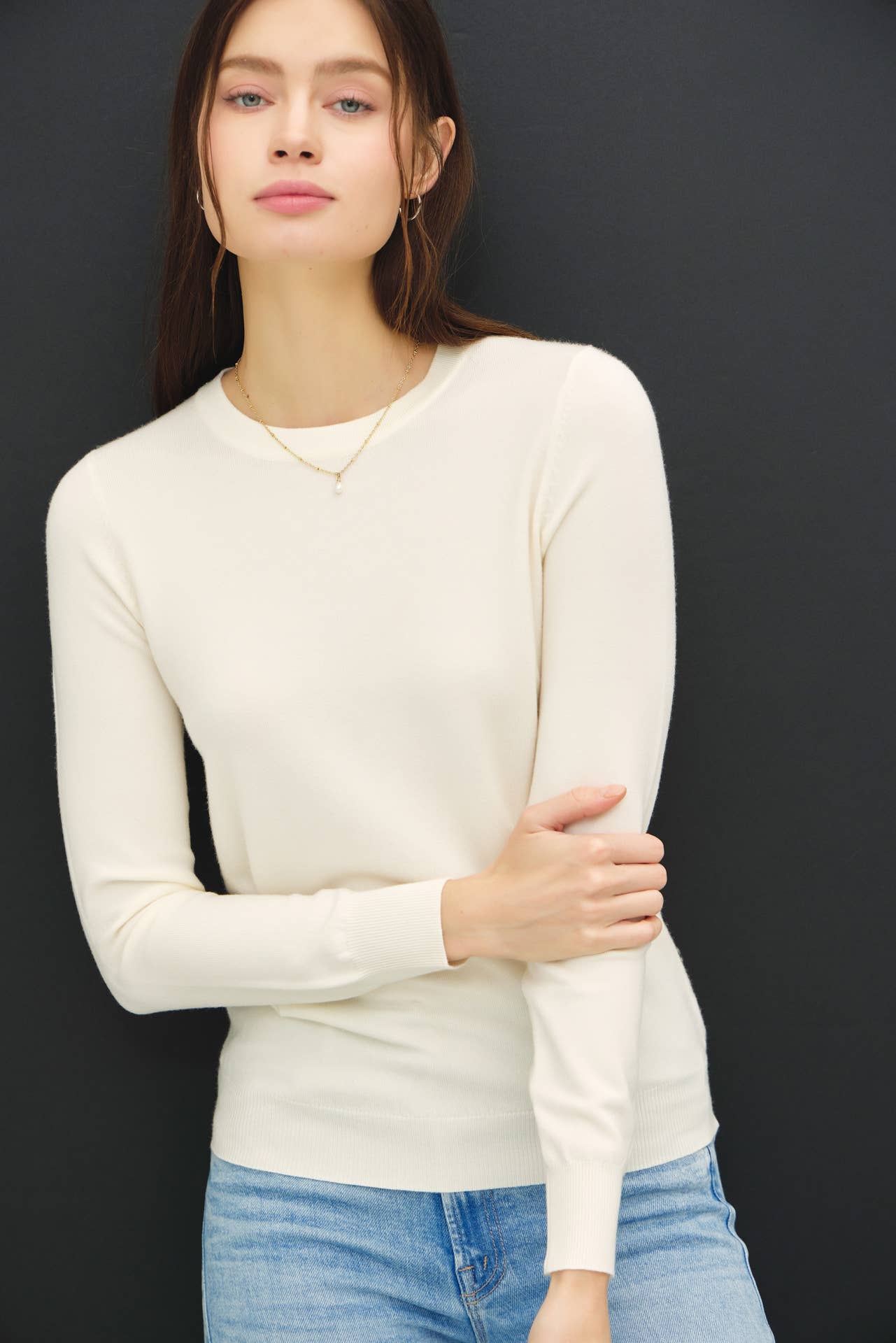Soft Basic Crew Neck Sweater | Off White