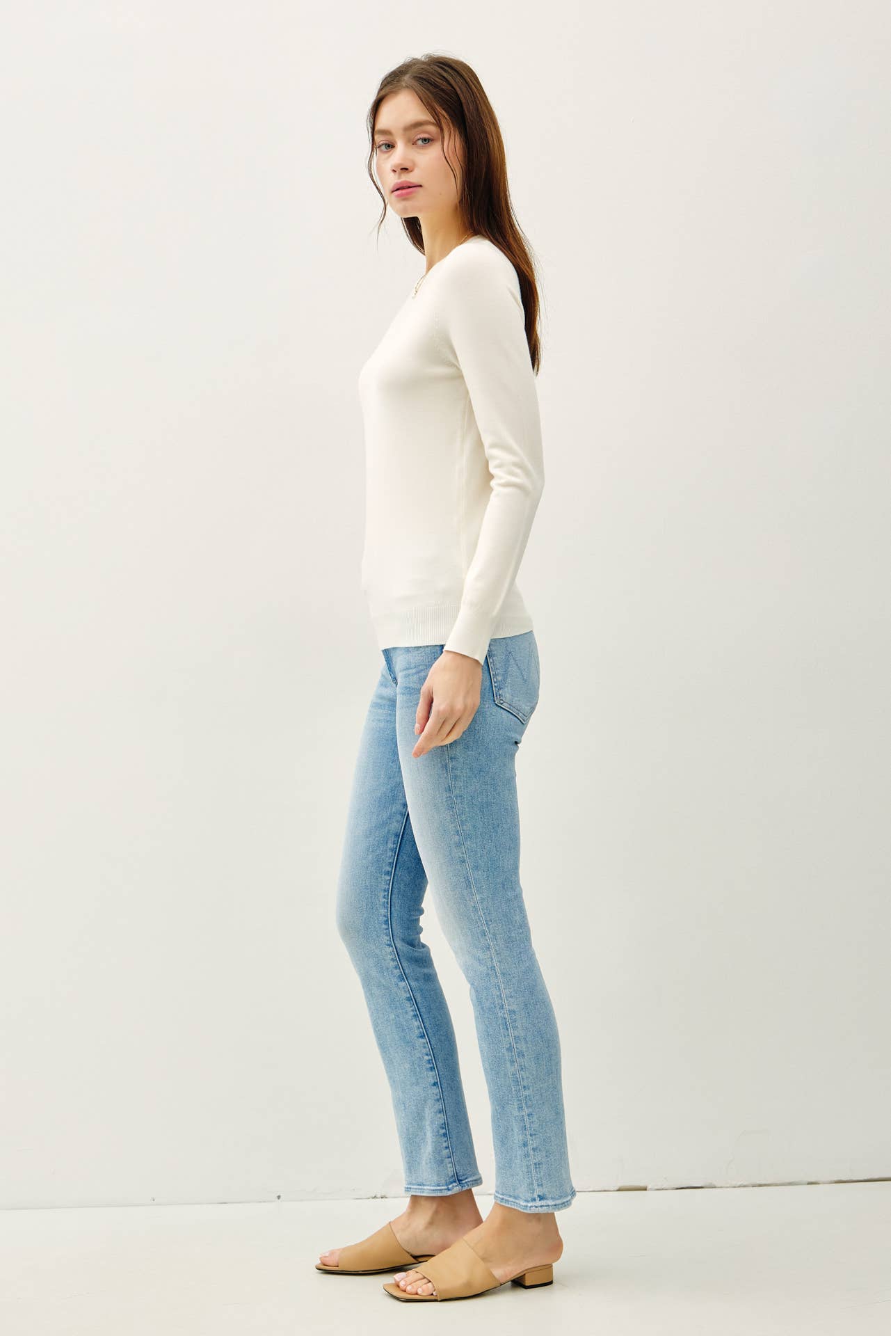 Soft Basic Crew Neck Sweater | Off White