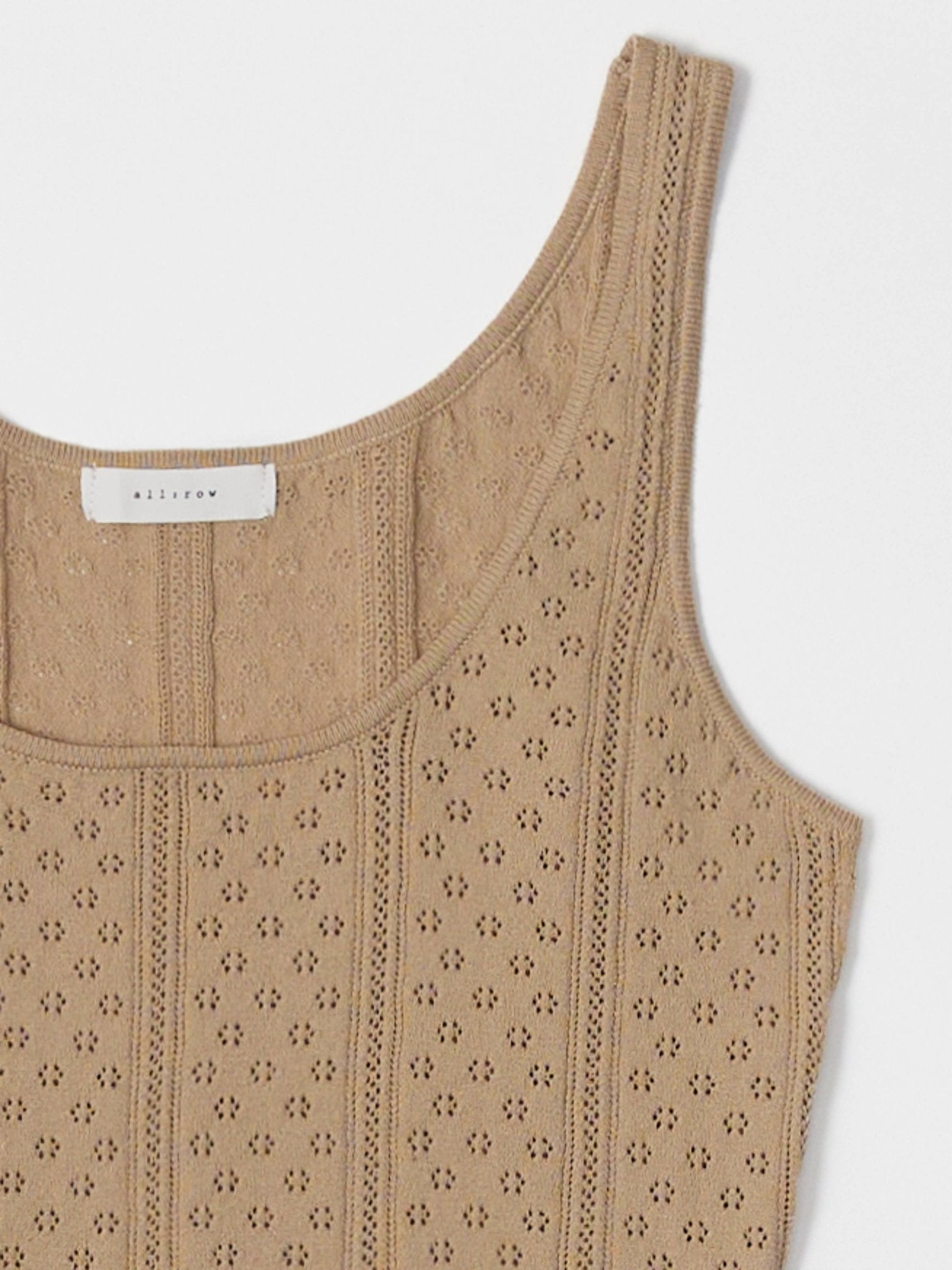 The Karis Knit Pointelle Tank Top - Beige