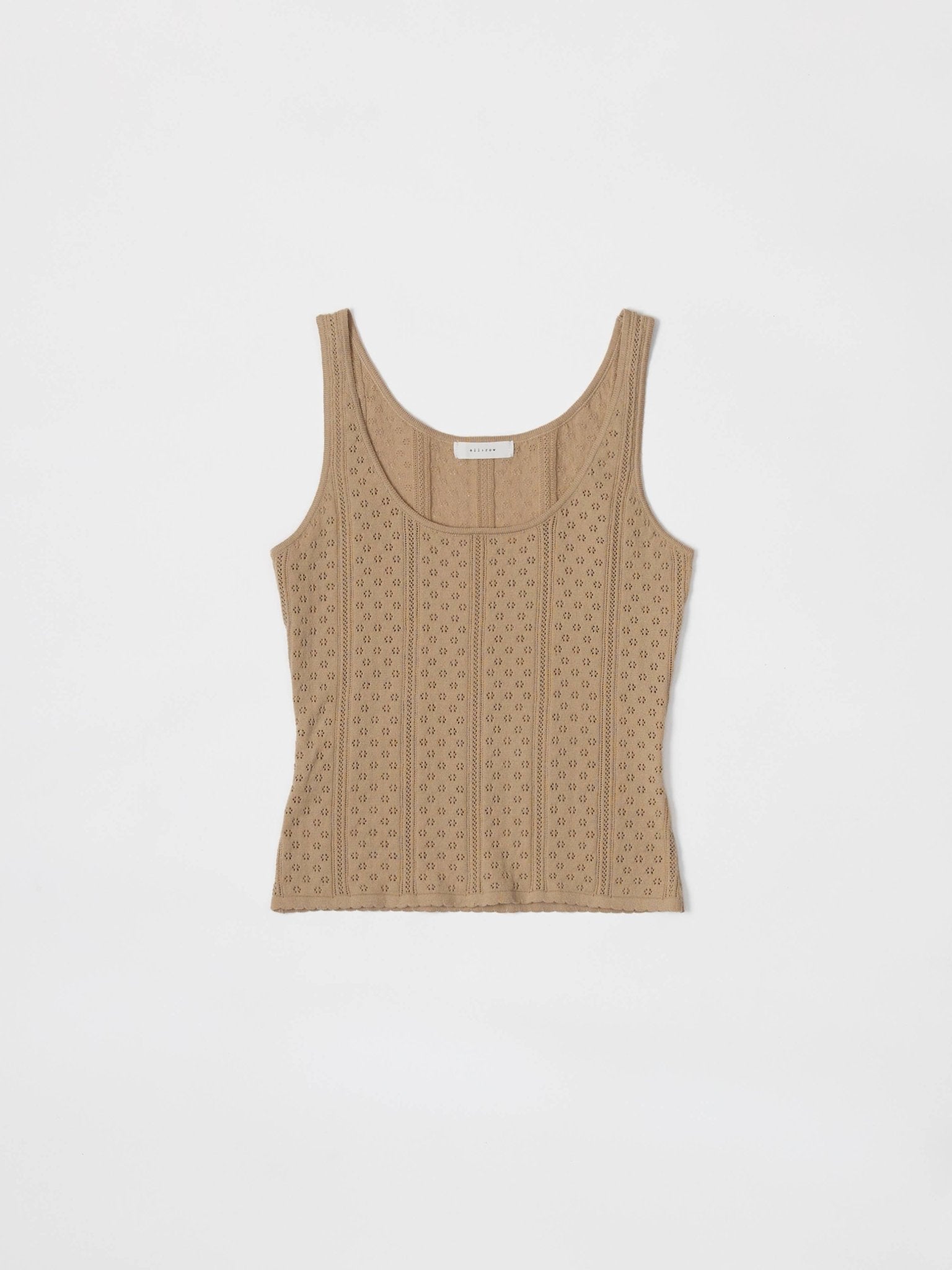 The Karis Knit Pointelle Tank Top - Beige
