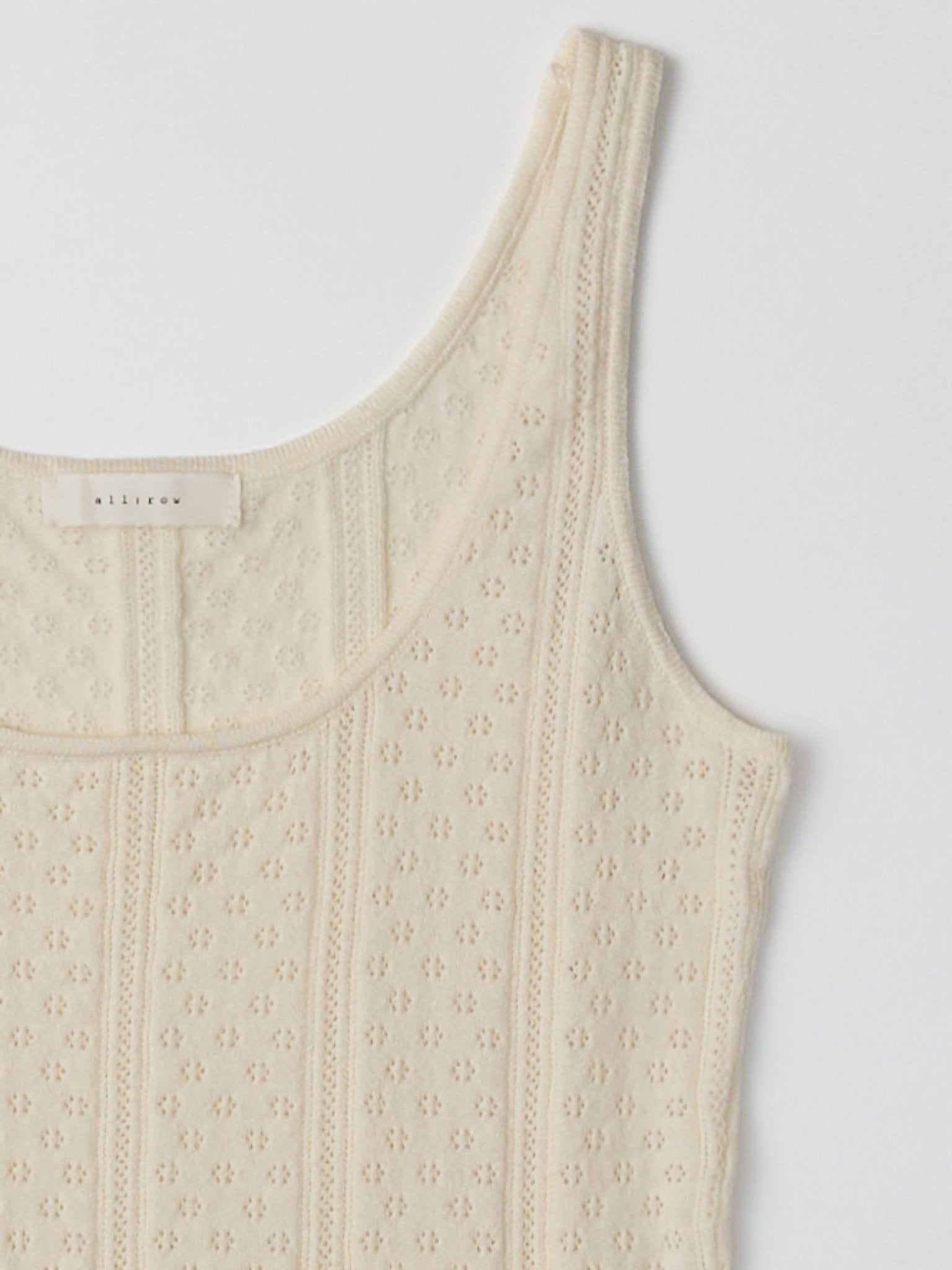 The Karis Knit Pointelle Tank Top - Ivory