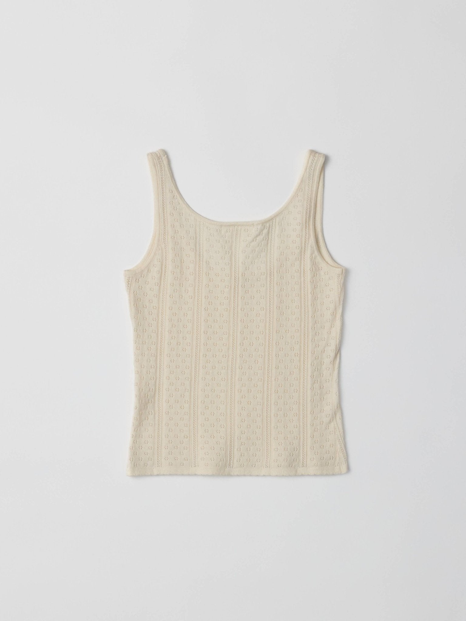 The Karis Knit Pointelle Tank Top - Ivory