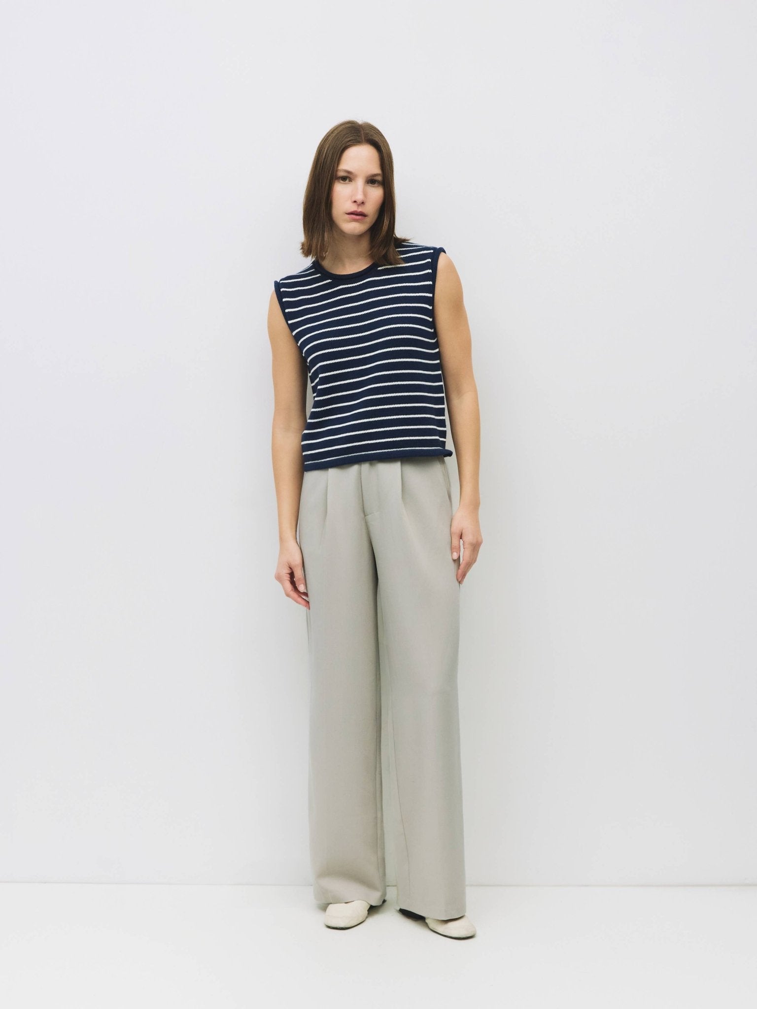 The Paulson Striped Sleeveless Knit Top
