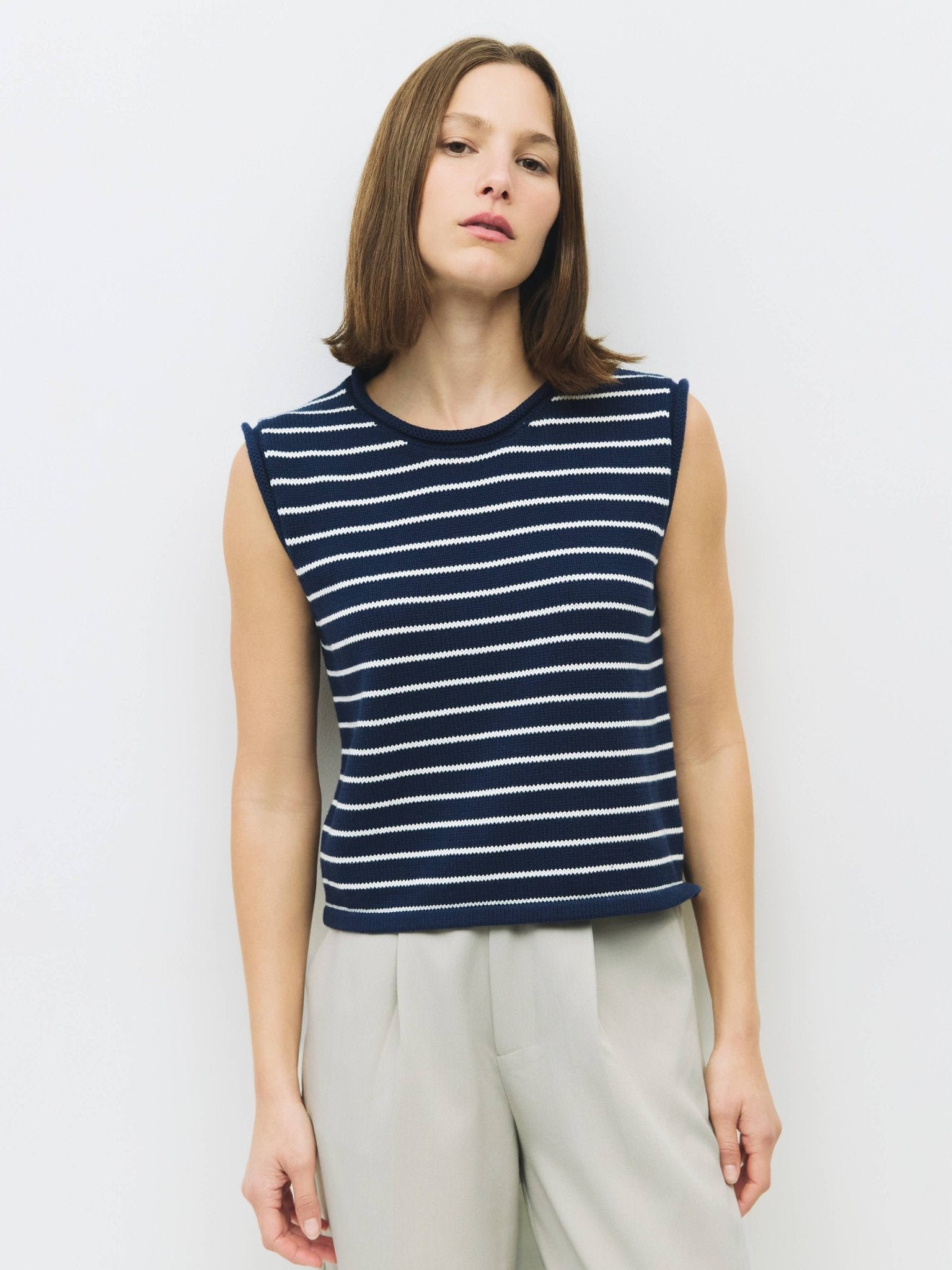 The Paulson Striped Sleeveless Knit Top