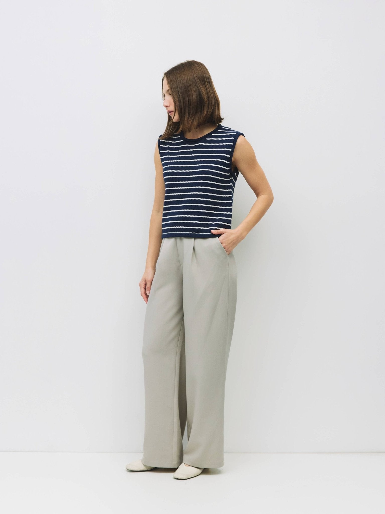 The Paulson Striped Sleeveless Knit Top