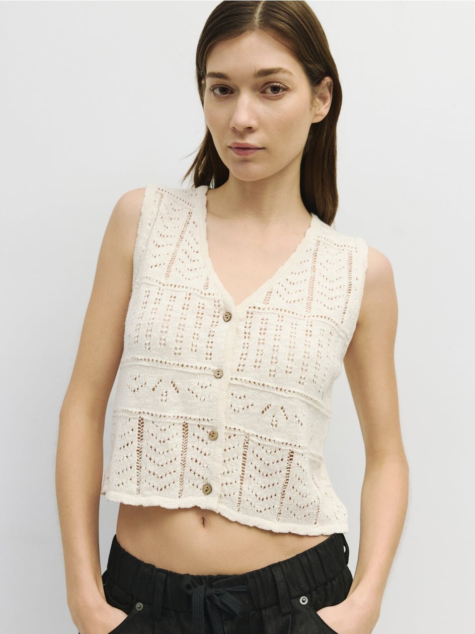 The Soleil Cotton Pointelle Vest | CREAM