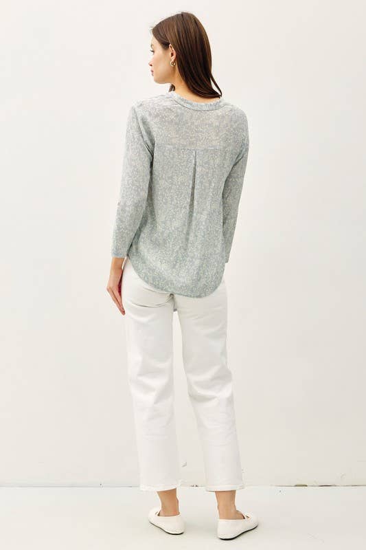 Spring Long Sleeve Knot Top || Heather Grey