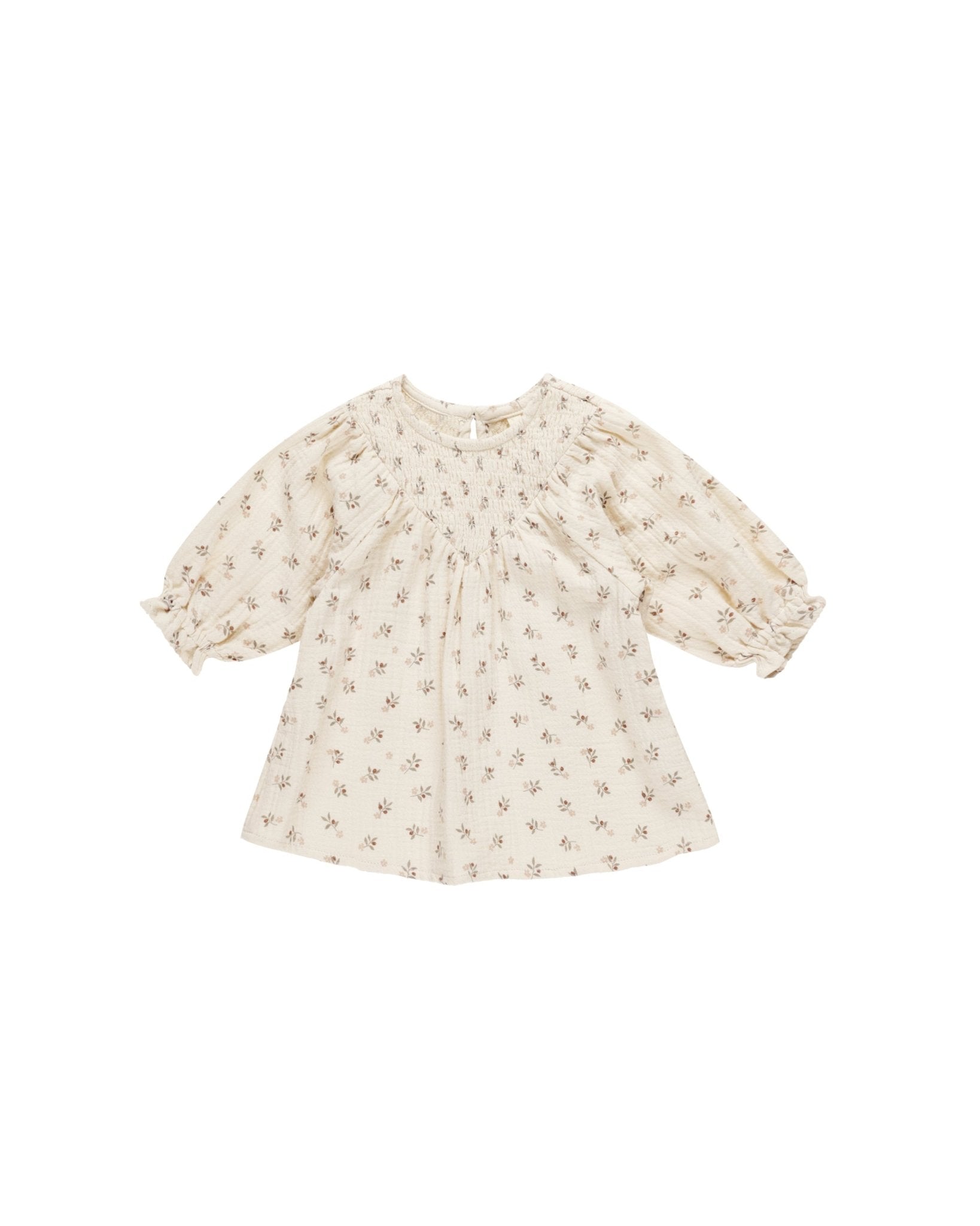 V Smocked Dress || Holly Berry - LAST 0/3M & 6/12M