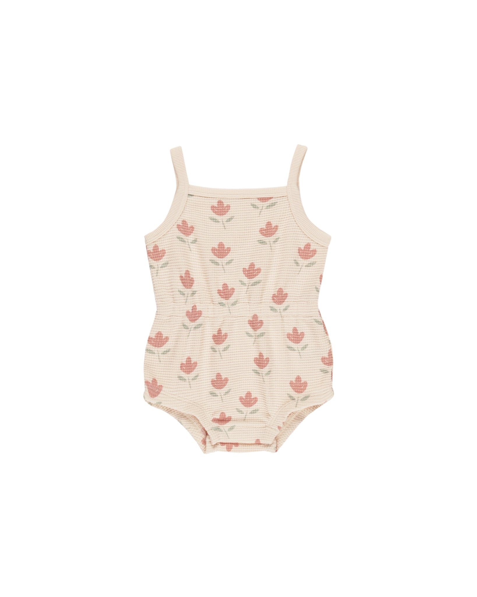 Waffle Cinch Romper || Tulips