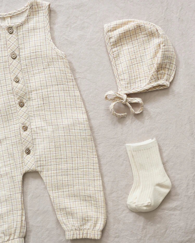 Woven Jumpsuit || Yellow Plaid