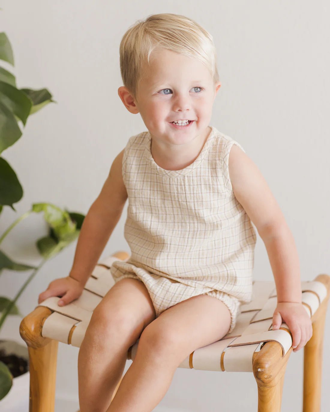 Woven Tank + Short Set || Yellow Plaid