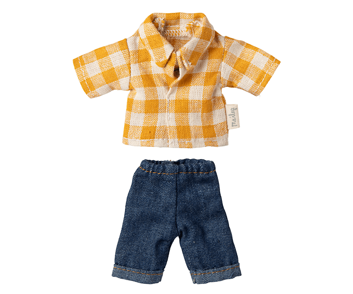 Yellow checked shirt and pants, Dad mouse